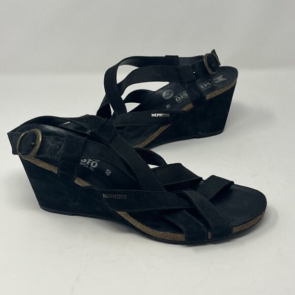 Mephisto Lolie women's sandals black strappy wedge 40 - Picture 5 of 10